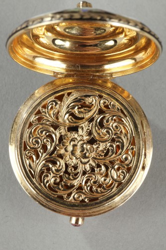 Vinaigrette in gold and enamel with precious stone Mid 19th century - 