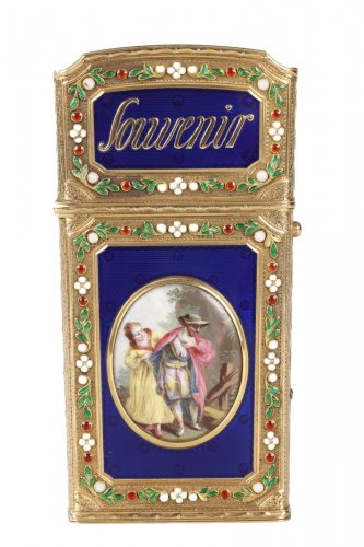 Etui à tablettes, carnet de bal en or, émail, fin du XVIIIe siècle