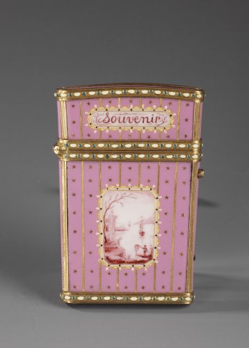 Objets de Vitrine  - Etui à tablettes, carnet de bal en or et émail, Suisse XVIIIe siècle