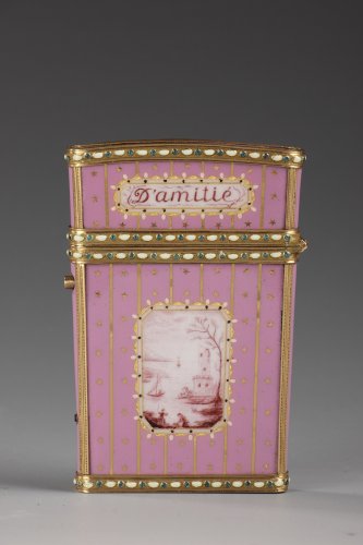 XVIIIe siècle - Etui à tablettes, carnet de bal en or et émail, Suisse XVIIIe siècle
