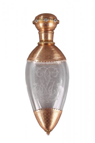 Flacon de parfum en or, cristal XIXe siècle