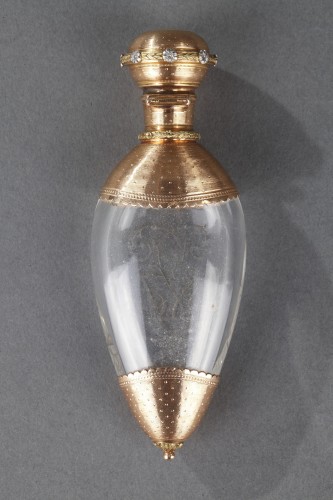 19th century - Crystal flask with gold, late 19th century