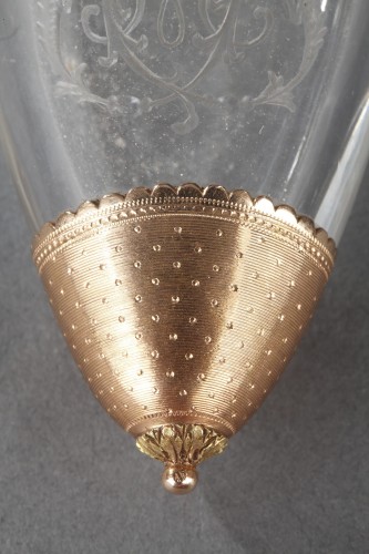 Antiquités - Flacon de parfum en or, cristal XIXe siècle