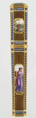 Gold and enamel needle case, Late 18th centur Swiss work - Objects of Vertu Style 