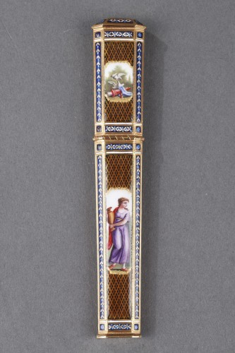 18th century - Gold and enamel needle case, Late 18th centur Swiss work