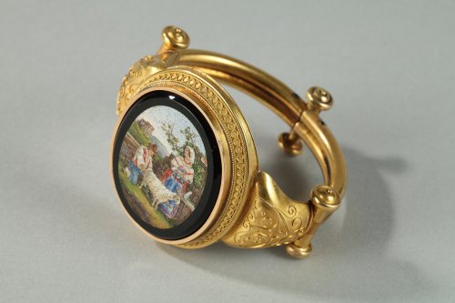 Antique Jewellery  - Gold and micromosaic bracelet Circa 1860-1870