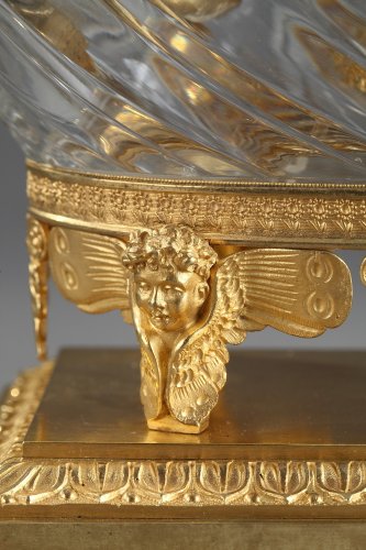 Objet de décoration Encrier - Encrier en cristal et bronze doré, époque Charles X circa 1815-1820