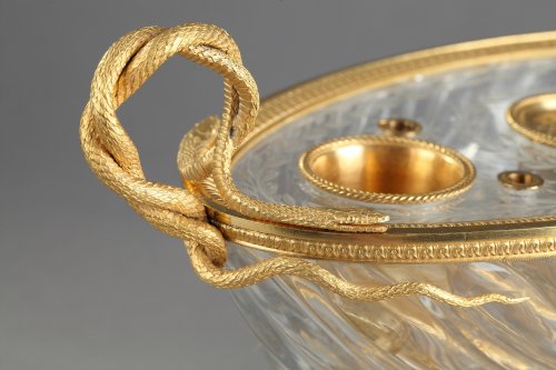 XIXe siècle - Encrier en cristal et bronze doré, époque Charles X circa 1815-1820