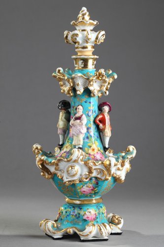 Pair of Jacob Petit porcelain flask Circa 1830-1840 - Porcelain & Faience Style Restauration - Charles X
