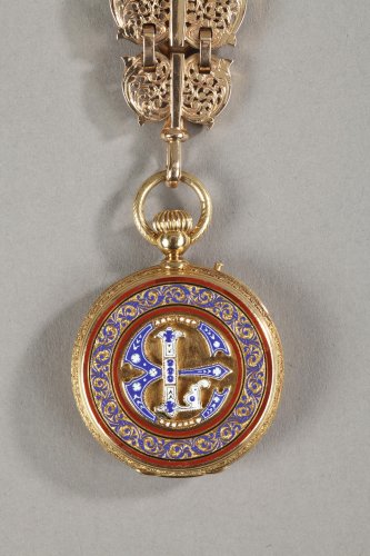Chatelaine en or et émail signée Modeste Anquetin - Bijouterie, Joaillerie Style 