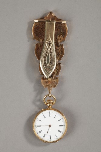Chatelaine en or et émail signée Modeste Anquetin - 