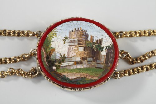 XIXe siècle - Collier en or et micro-mosaiques d'époque Empire