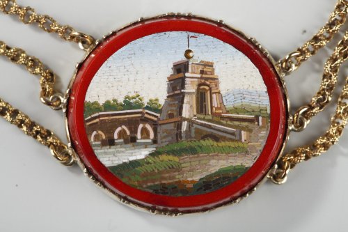 Antiquités - Collier en or et micro-mosaiques d'époque Empire