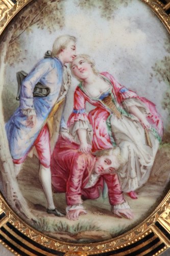 Broche en émail, or, perles et nacre XIXe siècle - Bijouterie, Joaillerie Style Napoléon III