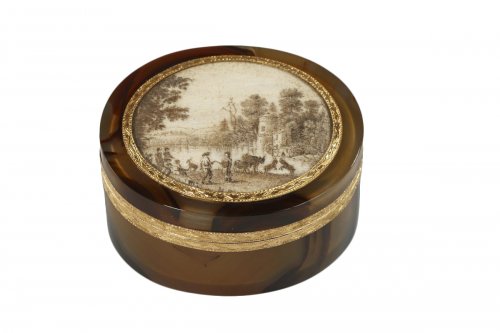 Boite en agate, or et miniature XVIIIe siècle