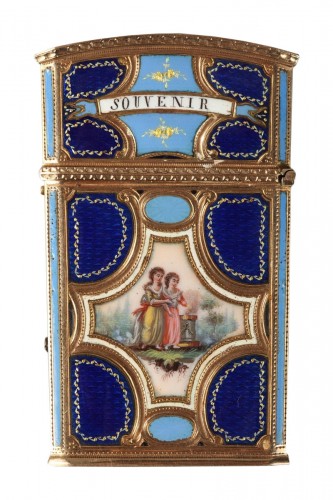 Gold, enamel and ivory tablet case