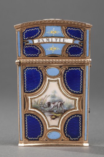 Etui à tablettes en or, émail et ivoire, Suisse XVIIIe siècle - Objets de Vitrine Style 