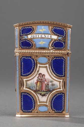 Objets de Vitrine Boite & Nécessaire - Etui à tablettes en or, émail et ivoire, Suisse XVIIIe siècle