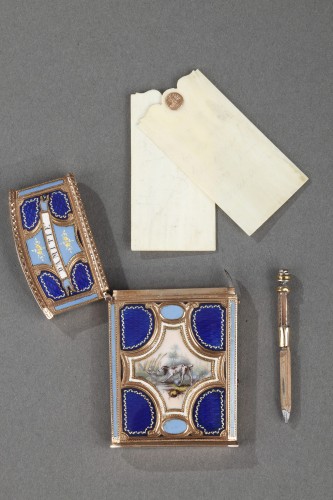 18th century - Gold, enamel and ivory tablet case