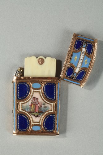  - Etui à tablettes en or, émail et ivoire, Suisse XVIIIe siècle