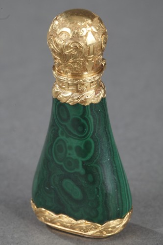 Objects of Vertu  - Gold mounted Malachite perfume flask