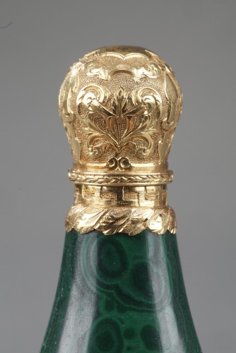 19th century - Gold mounted Malachite perfume flask