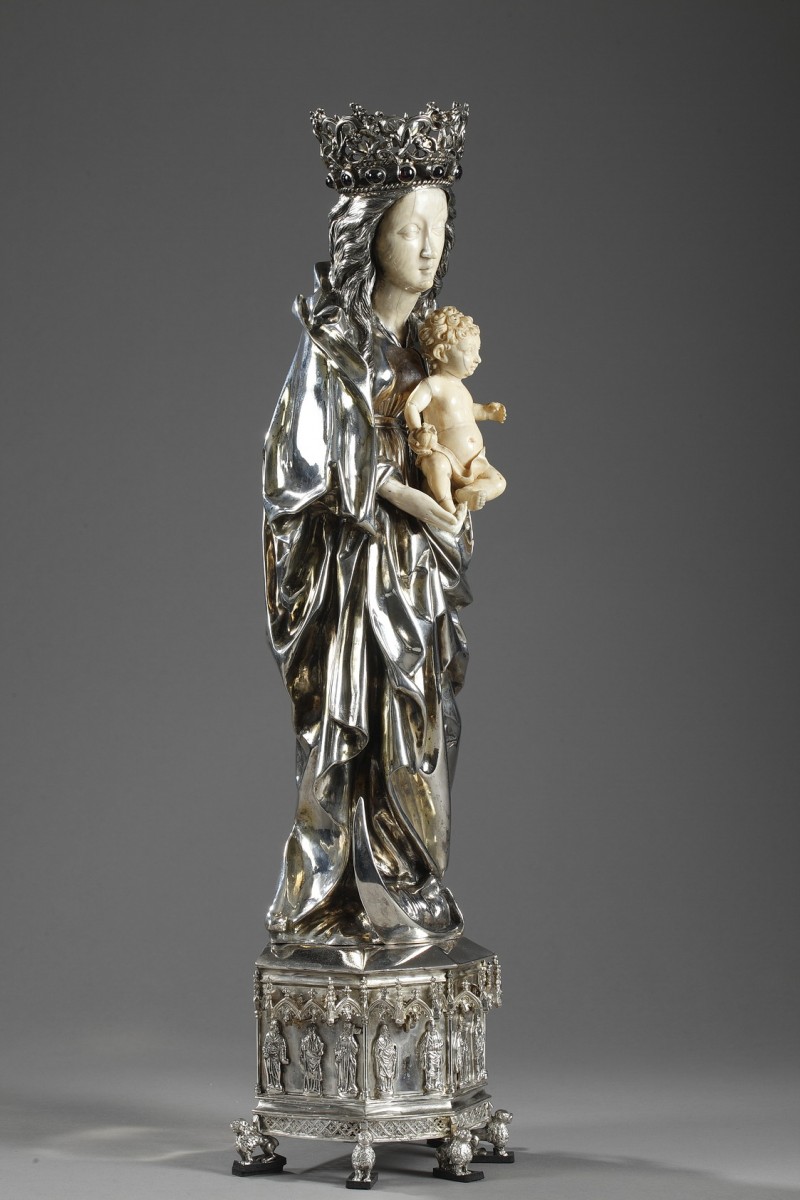 Silver and ivory Virgin Mary and Child