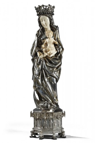 Silver and ivory Virgin Mary and Child