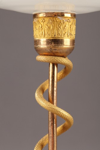 Baguier en opaline, bronze doré et patiné Charles X - Ouaiss Antiquités