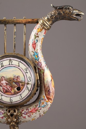 19th century - Austrian and enamel silver clock