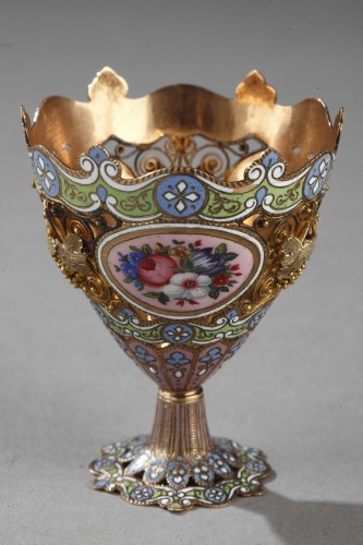 Objects of Vertu  - A gold and enamel Zarf