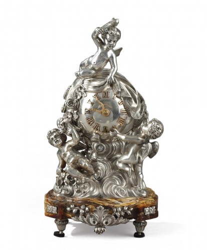 A French Silver clock table