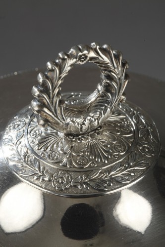 silverware & tableware  - Early 19th century silver and crystal candy dish