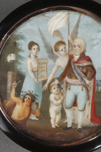 Restauration - Charles X - Boite en écaille et miniature représentant le roi Jean VI de Portugal