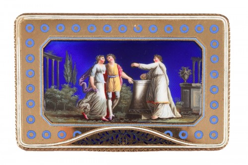 Rectangular late 18th century enamelled gold box.