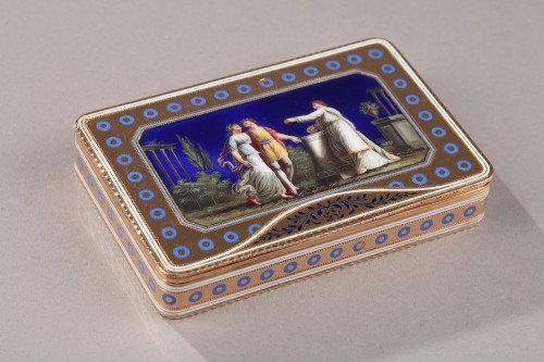 Rectangular late 18th century enamelled gold box. - Objects of Vertu Style Directoire