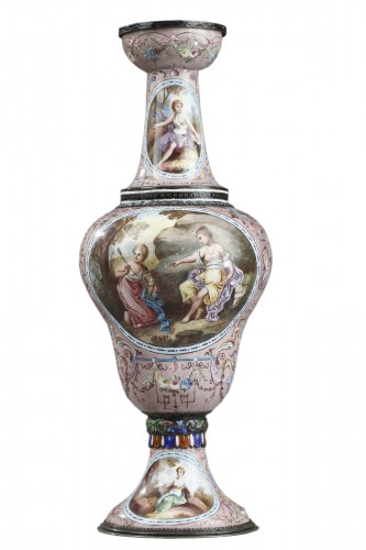 19th century Vienna Enamel vase  HERMAN BÖHM