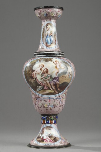 silverware & tableware  - 19th century Vienna Enamel vase  HERMAN BÖHM