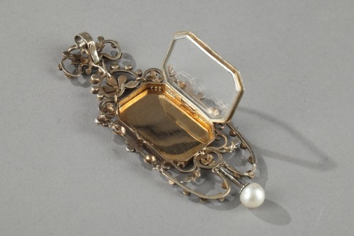 Napoléon III - Vermeil and silver pendant  with a miniature on ivory Napoleon III