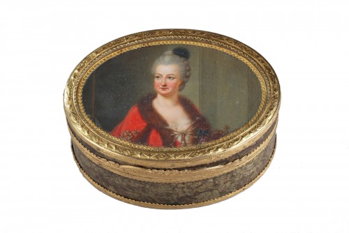 18th-century Gold box with miniature on ivory Elisabeth Auguste Palatina