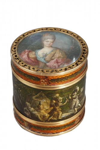 Boite à portraits. or, miniature et vernis signée Bardin