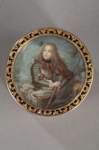 18th century box with miniature signed Bardin and gold - 