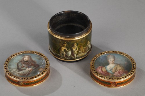 18th century box with miniature signed Bardin and gold - Louis XV