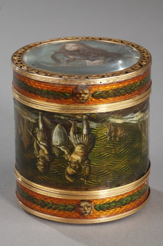 Louis XV - 18th century box with miniature signed Bardin and gold