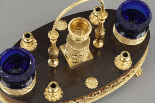 A 19th century oval inkstand with bronze - Napoléon III