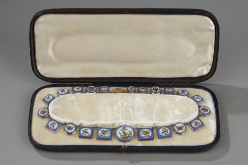 Antiquités - Collier en micro-mosaïque et or début du XIXe siècle