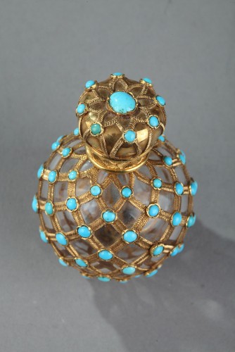 Gold, crystal and turquoise Perfume flask Restauration Period - Restauration - Charles X