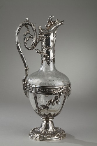 Edmond Tétard - Paire de carafe en argent et cristal gravé - Ouaiss Antiquités