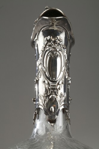 Napoléon III - Edmond Tétard - Paire de carafe en argent et cristal gravé
