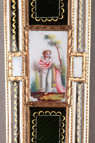 Late18th Century swiss Enameled gold needle or wax case - Directoire